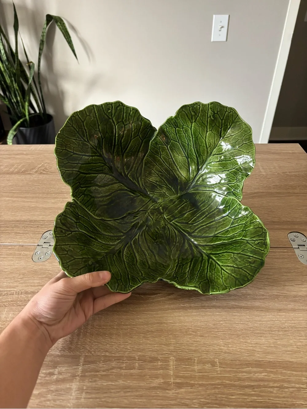 Vintage Cabbage Large Ceramic Bowl - 13in